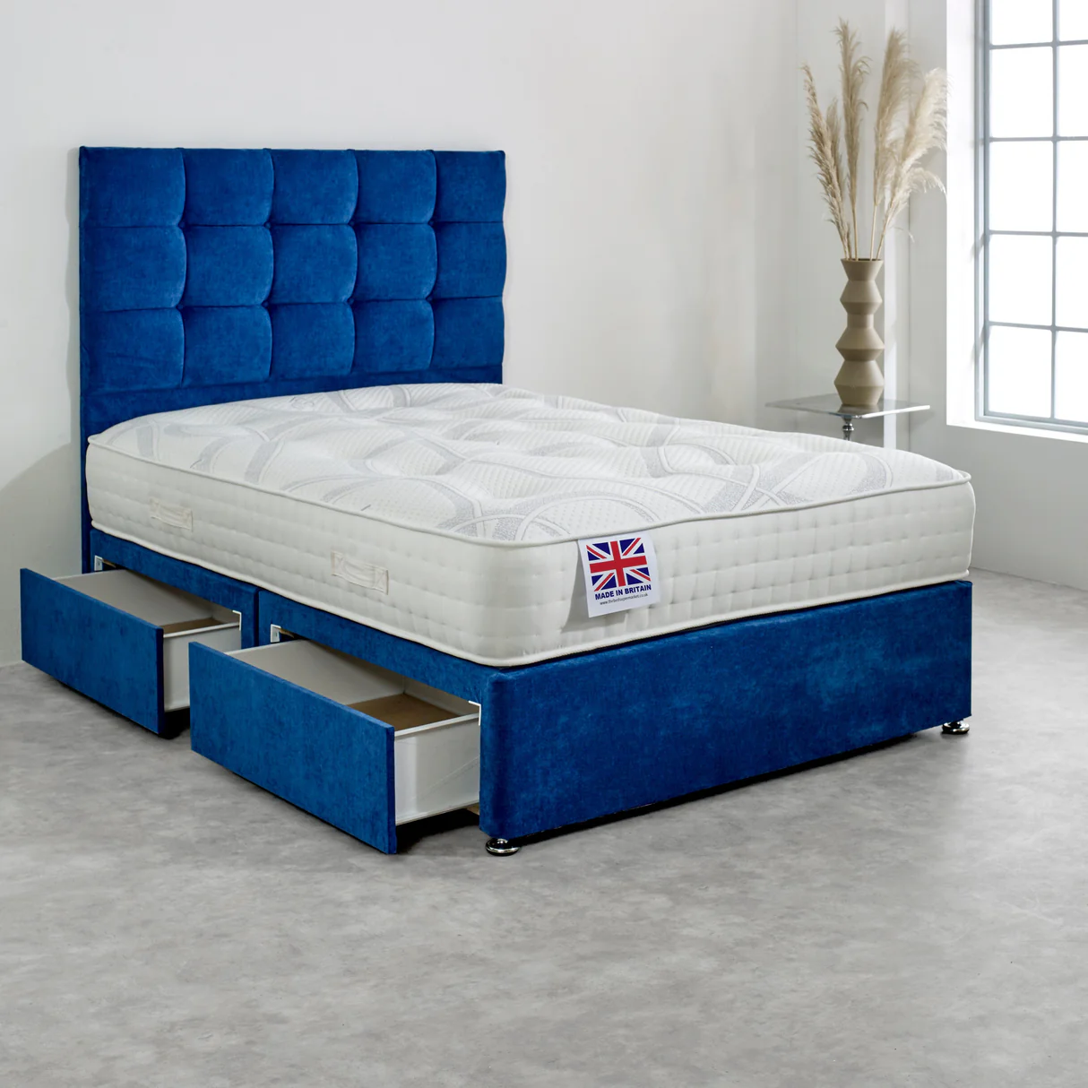 Harrogate Silk Divan Bed Set UK - Side view of premium divan from Newcastle Beds UK